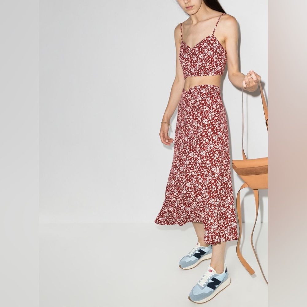 Reformation Red Floral Two-Piece Dress
